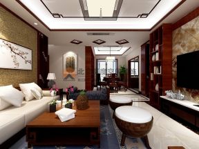 龙光玖珑湖200平米中式别墅客厅装修设计效果图