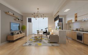 东升江畔欧式风格新房客厅木地板装修装潢效果图