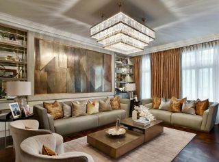 低调奢华风格家庭客厅沙发摆放装修效果图赏析
