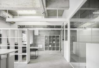 杭州现代风格办公楼办公室隔断柜装修设计效果图