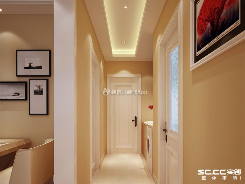 56平米两居室现代风格过道装修效果图片