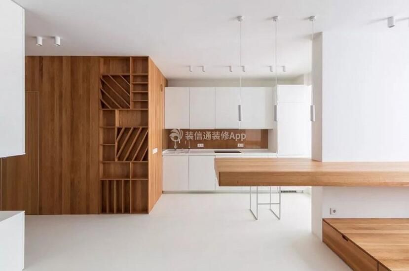 115平米极简风格白色厨房设计装修效果图片