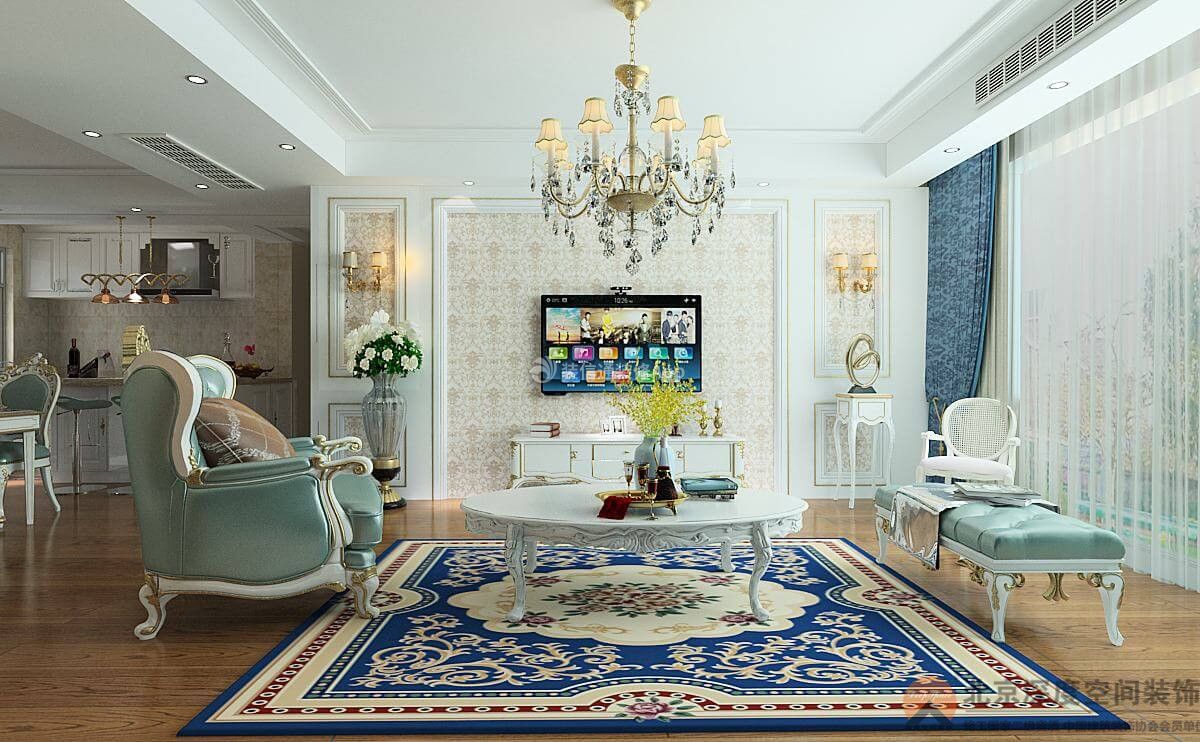 汇荣桂林平欧式风格客厅波斯地毯装饰设计效果图