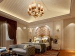 480平欧式风格别墅卧室床头软包背景墙设计效果图