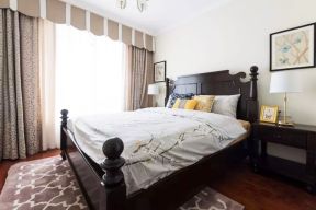 115平米美式古典风格卧室实木床装修效果图片