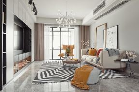 160平米家庭客厅地毯装饰设计图片赏析