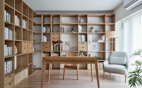 160平米欧式风格家庭书房整体书架设计效果图片