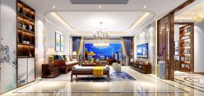 帝景东方320平新中式风格客厅家具沙发摆放效果图片
