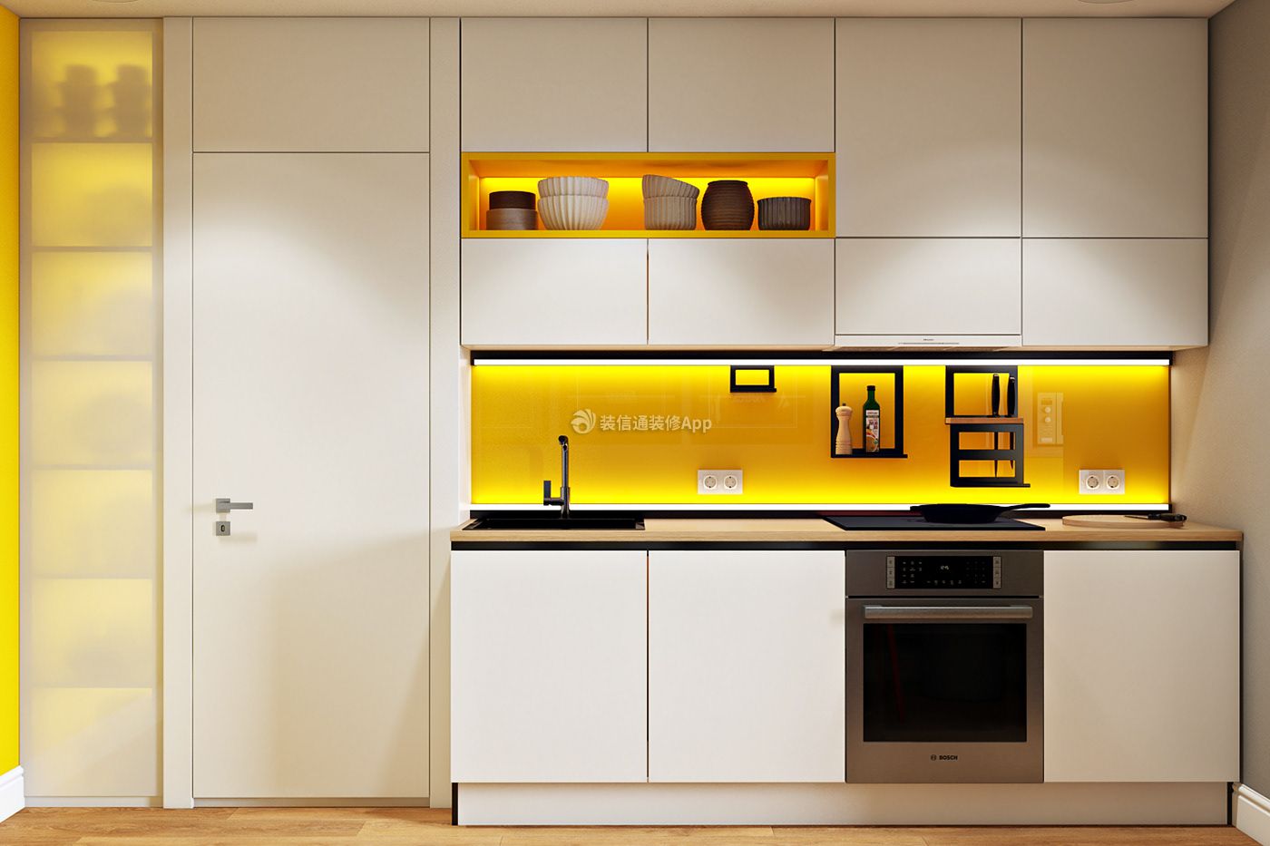 80平房屋现代风格开放式厨房装修设计图一览