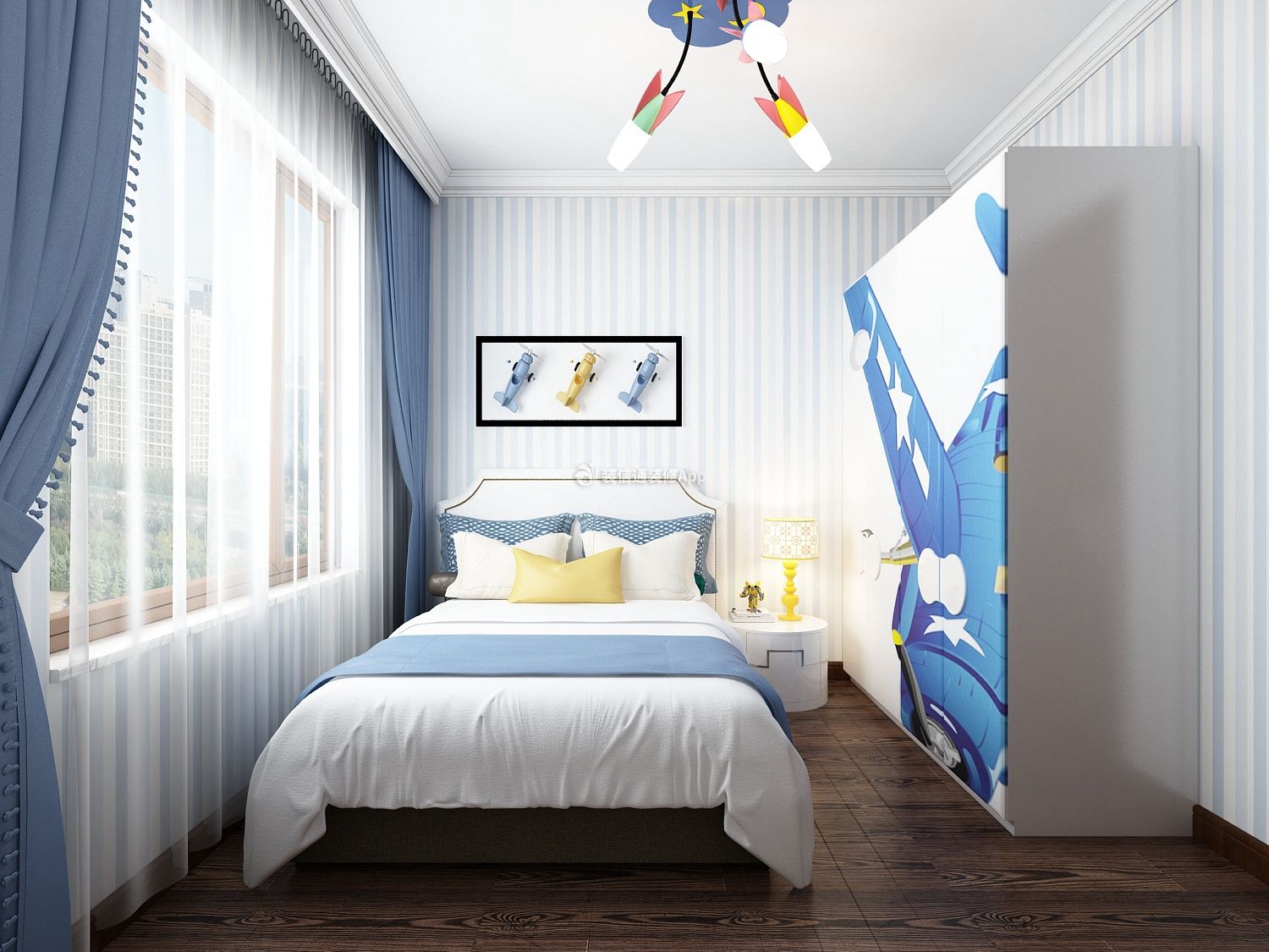 爱达九溪93平美式风格儿童房卧室装修装潢设计图