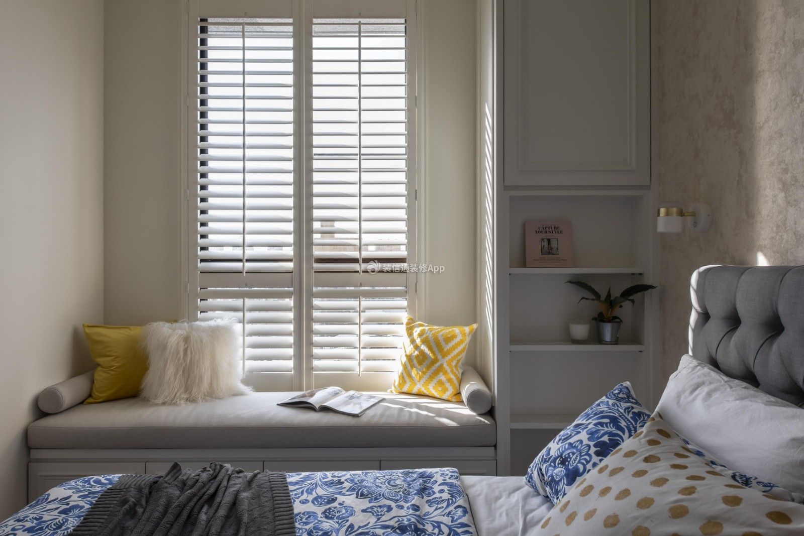 74平现代风格两居卧室飘窗装修设计效果图片
