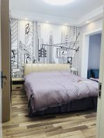 康城国际158平混搭风格跃层卧室床头背景墙装饰图
