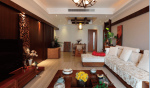 保利狮子湖东南亚120平三居室客厅装修案例