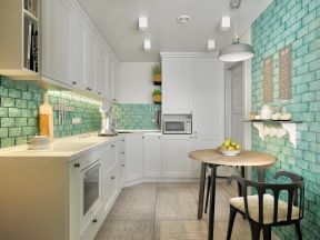  2020厨房背景墙装修图片 2020小清新厨房橱柜效果图片 