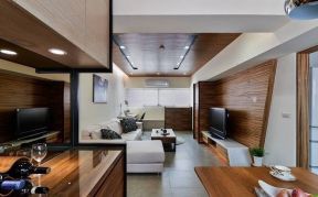 美寓华庭现代风格小户型客厅电视墙设计效果图