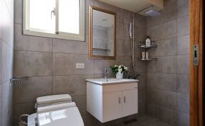 美寓华庭现代风格小户型卫生间浴室柜设计装修图