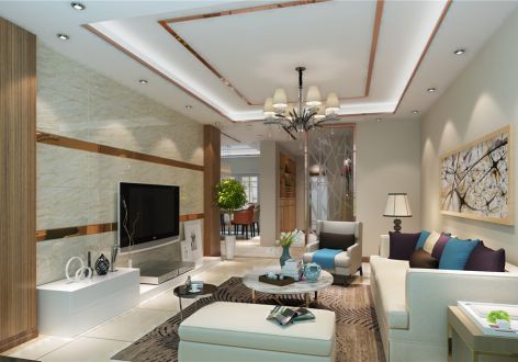 金地南湖艺境现代简约风格85平米两居室装修案例