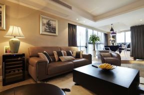 绿地悦蓉公馆130平现代风格客厅沙发摆放效果图
