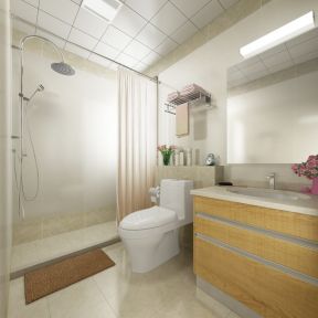 鲁能星城外滩现代风格卫生间浴帘隔断设计效果图