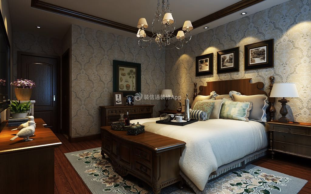 240平米保利罗兰香谷美式复式卧室装修设计效果图