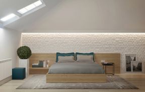 万润一品苑复式北欧风格卧室文化砖背景墙设计图