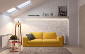 万润一品苑复式北欧风格客厅黄色沙发装饰图片欣赏