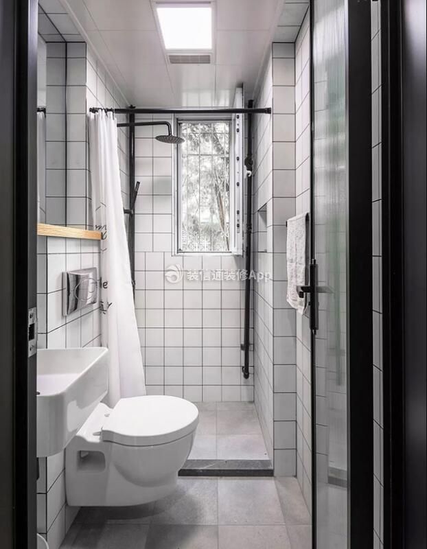 90平小户型三房欧式风格浴室浴帘隔断装修图片