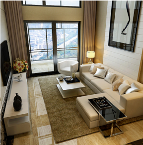 复地东山复式别墅现代风格客厅沙发设计装修案例图