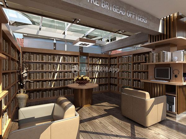 警官之家成都办公室1200平米现代风格书房装修设计效果图