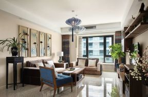 蓝光COCO香江新中式112平三居室客厅装修案例