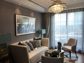 祥生西湖公馆跃层客厅白色沙发装修设计效果图片