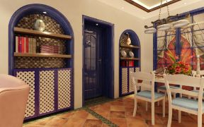 136平米三居室地中海风格餐厅装修效果图片