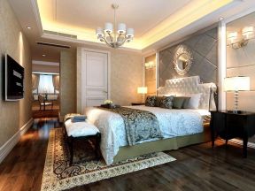 西湖观邸136平欧式风格卧室软包床头设计效果图