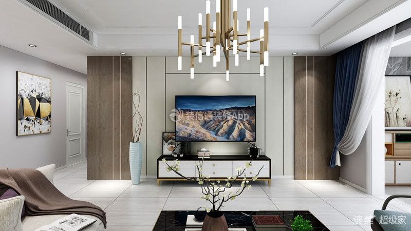 黑白现代简约客厅装修效果图2020小户型现代简约客厅装修图