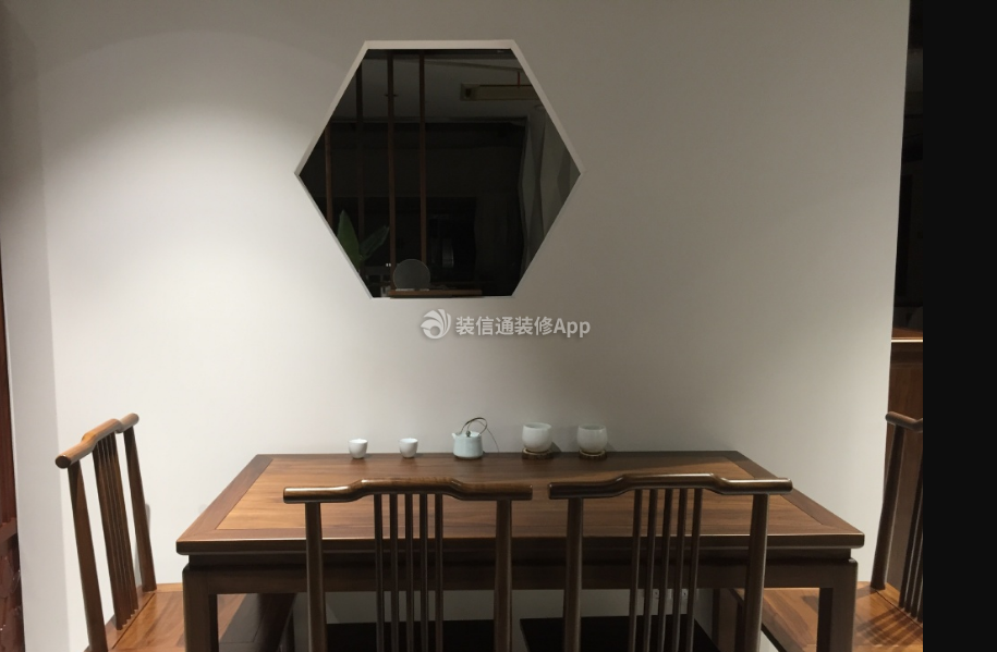 萬達(dá)one120平米中式風(fēng)格三居室餐廳背景墻裝修設(shè)計(jì)效果圖