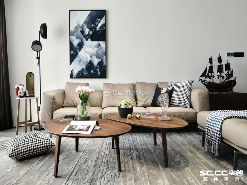 90平两居室欧式风格客厅沙发装修效果图片大全