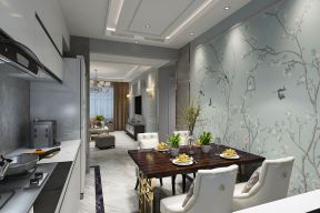 中海文昌公馆65平简约美式餐厅厨房一体效果图片