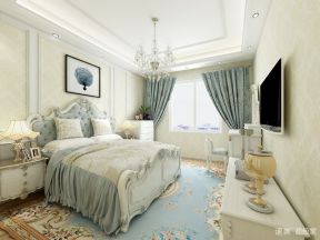 美林国际社区简欧140平三居室卧室装修案例