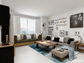 世茂城现代简约120平二居室客厅装修案例