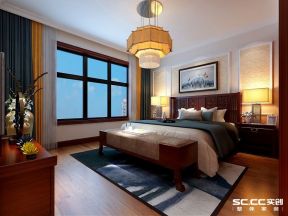 别墅300平中式风格卧室装修效果图片赏析