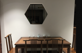 萬達(dá)one120平米中式風(fēng)格三居室餐廳背景墻裝修設(shè)計(jì)效果圖