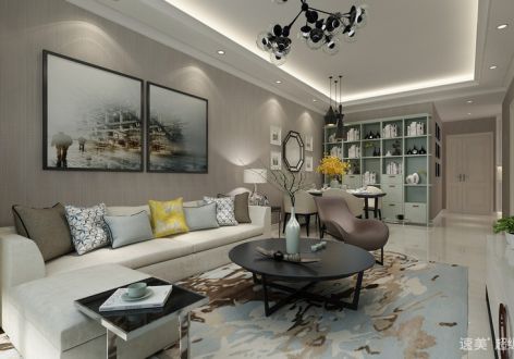 香槟国际现代简约93平二居室装修案例