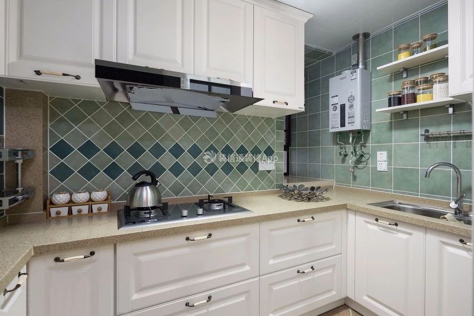 美式风格95平米三居室厨房装修效果图片大全