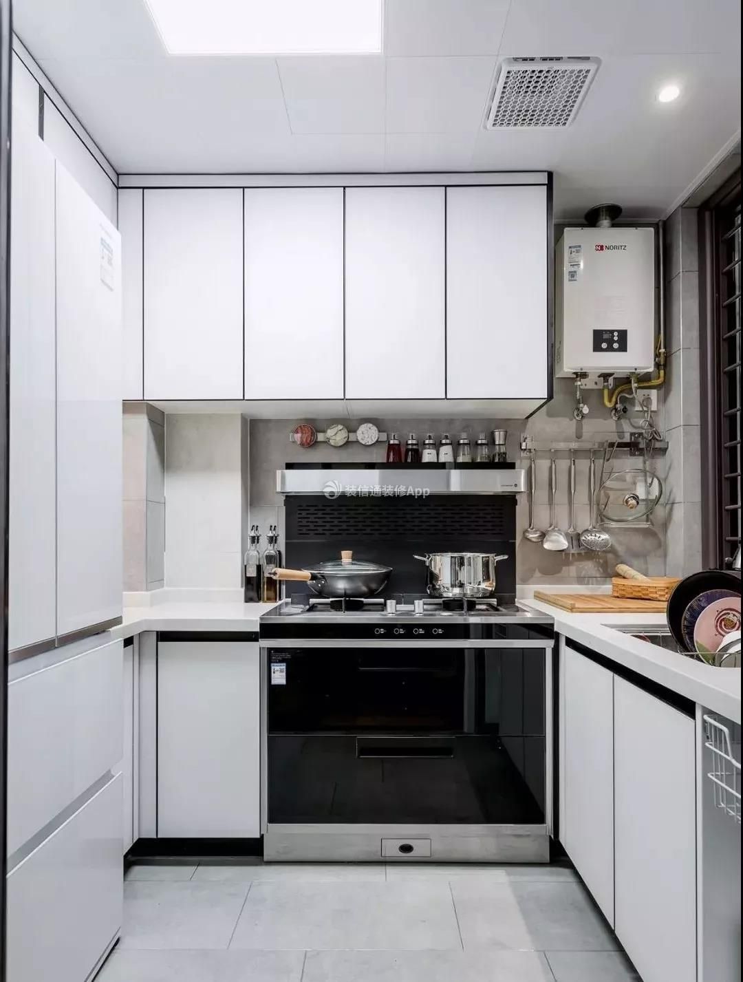 现代风格90平米三居室厨房装修效果图片赏析