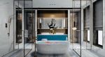 硅谷别墅现代风格卫生间浴缸设计图片