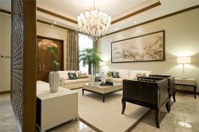 兴庆御园123平米三居室中式风格客厅吊灯装修设计效果图