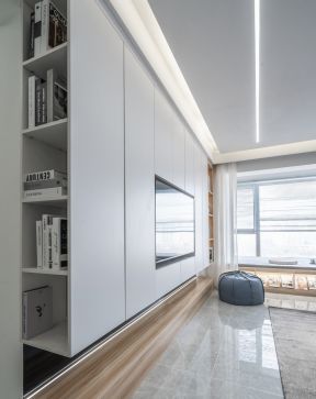 天湖明俊120平米三居室现代风格书柜装修设计效果图