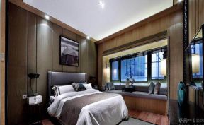 龙湖九里晴川101平米新中式卧室飘窗图片