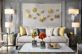 天下锦城欧式风格130平新房沙发背景墙装饰效果图