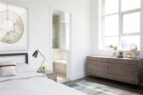 滨江国际三居118平北欧风格卧室原木系床头柜设计图